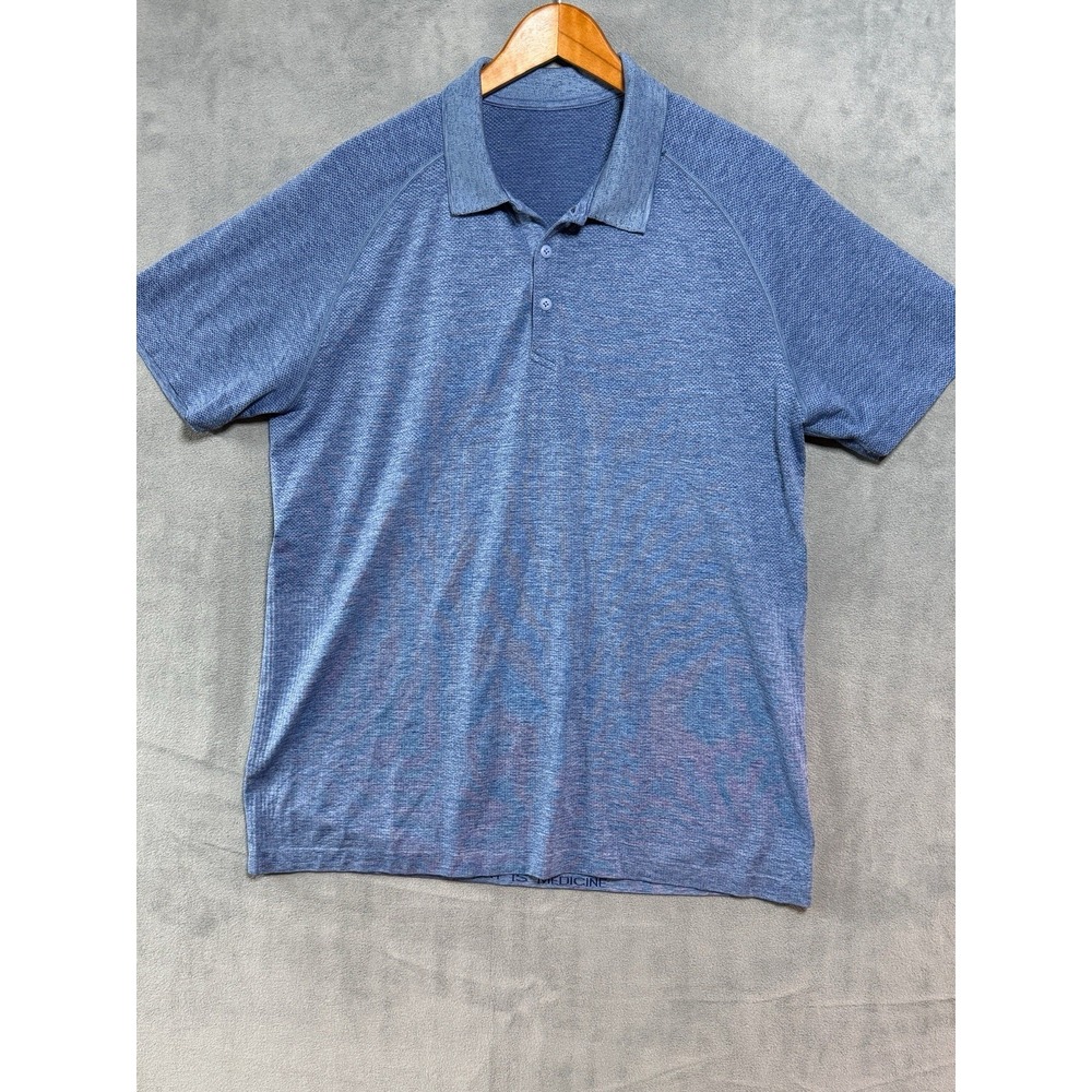Lululemon Shirt Mens XL Blue Metal Vent Tech Polo Performance Short Sleeve